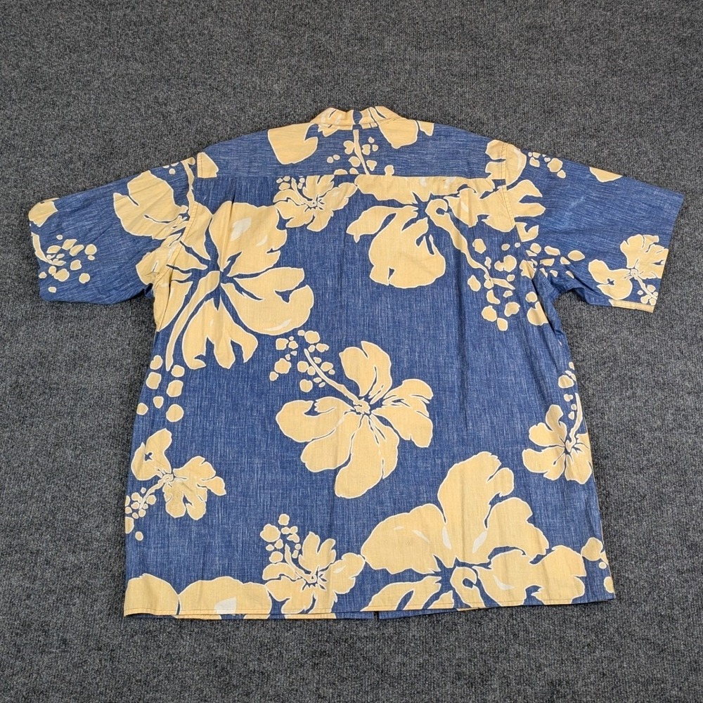Reyn Spooner Hawaiian Shirt XL Blue Cream Hibiscus Floral Cotton Button Down - Picture 2 of 12